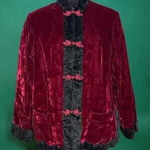 Vintage Reversible Deco Style Embossed Velvet & Faux Persian Lamb Jacket